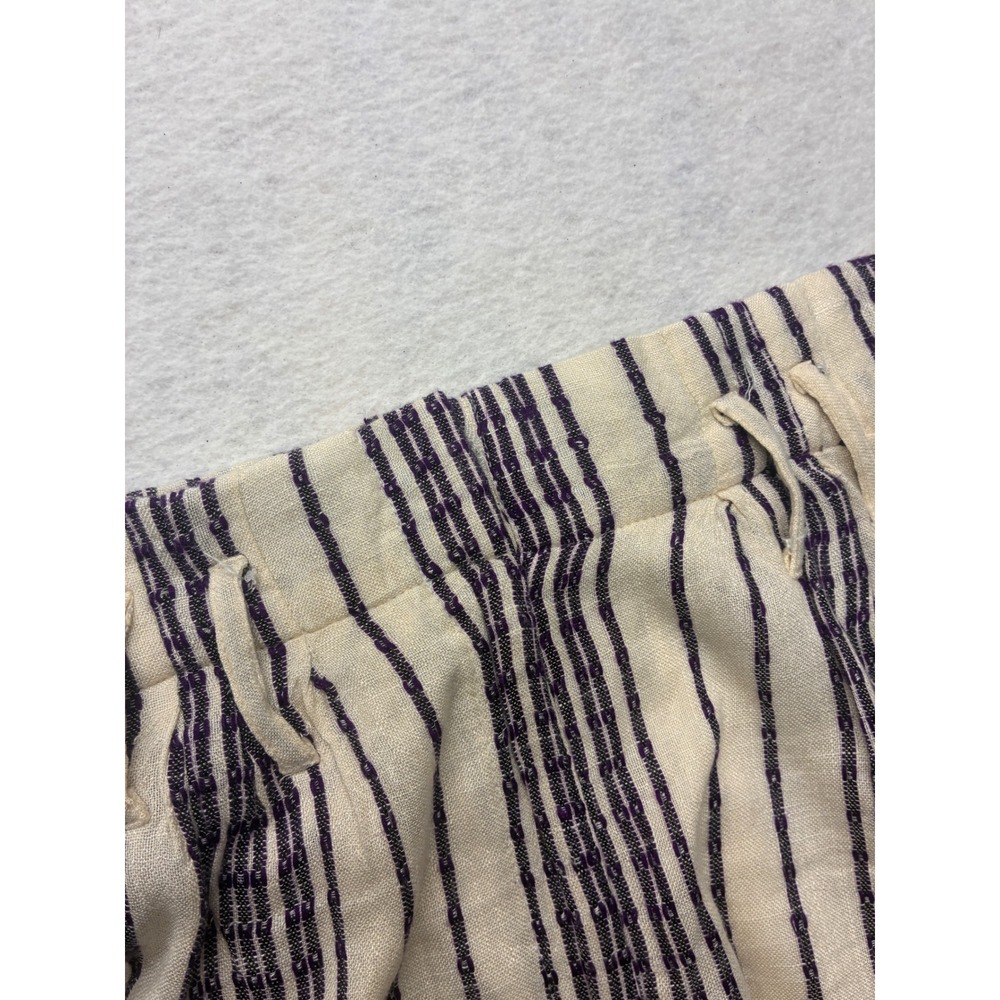 Flowy Beach Shorts Coastal Grandma Boho Striped High Waist - Small Cream - Picture 5 of 11